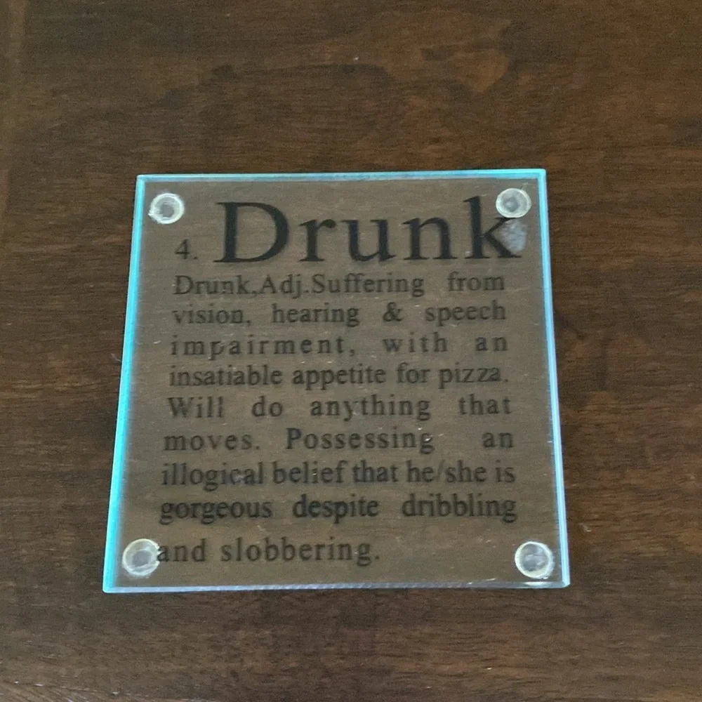 Bar Drink Coasters - Set of 6 - Glass 4” x 4”‎